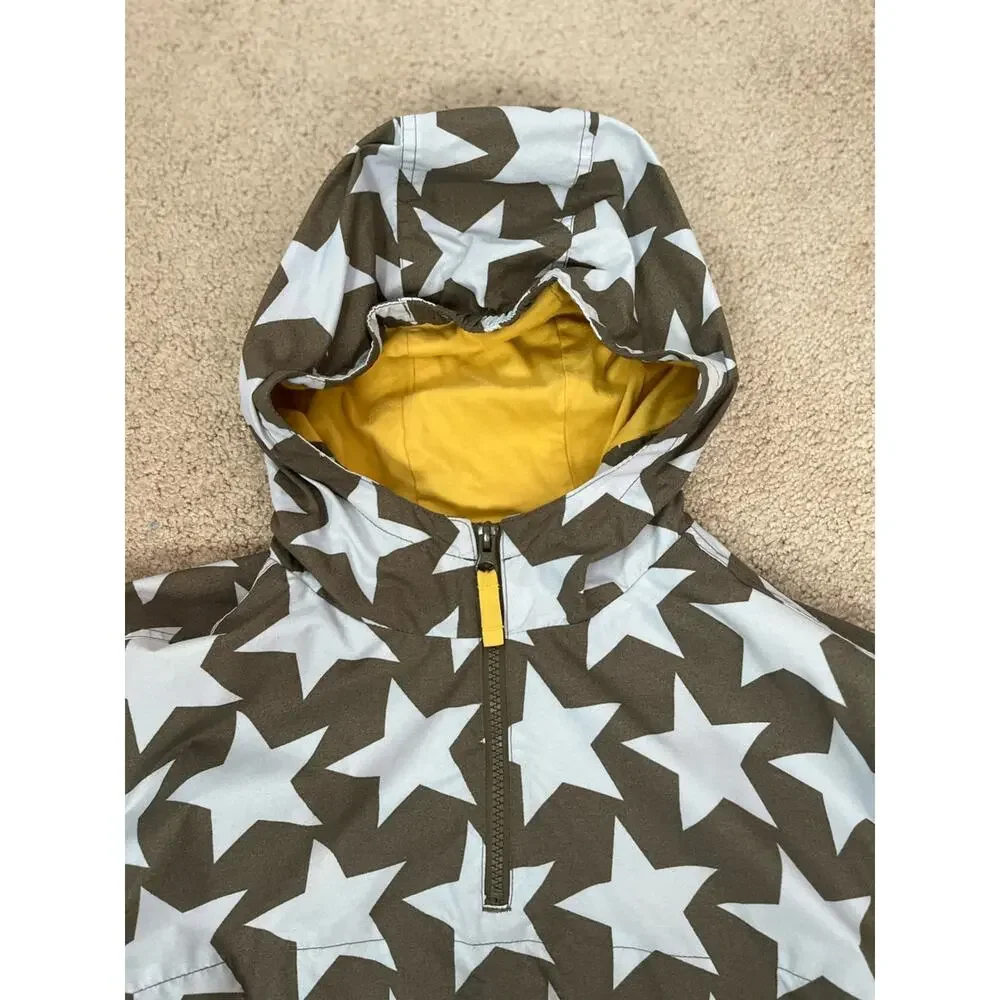 Mini Boden Star Print Pullover Windbreaker Jacket Kids 13-14 Yrs 1/4 Zip Hooded